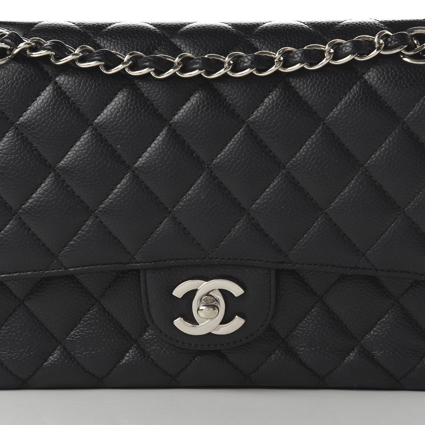 Caviar Quilted Medium Double Flap Black