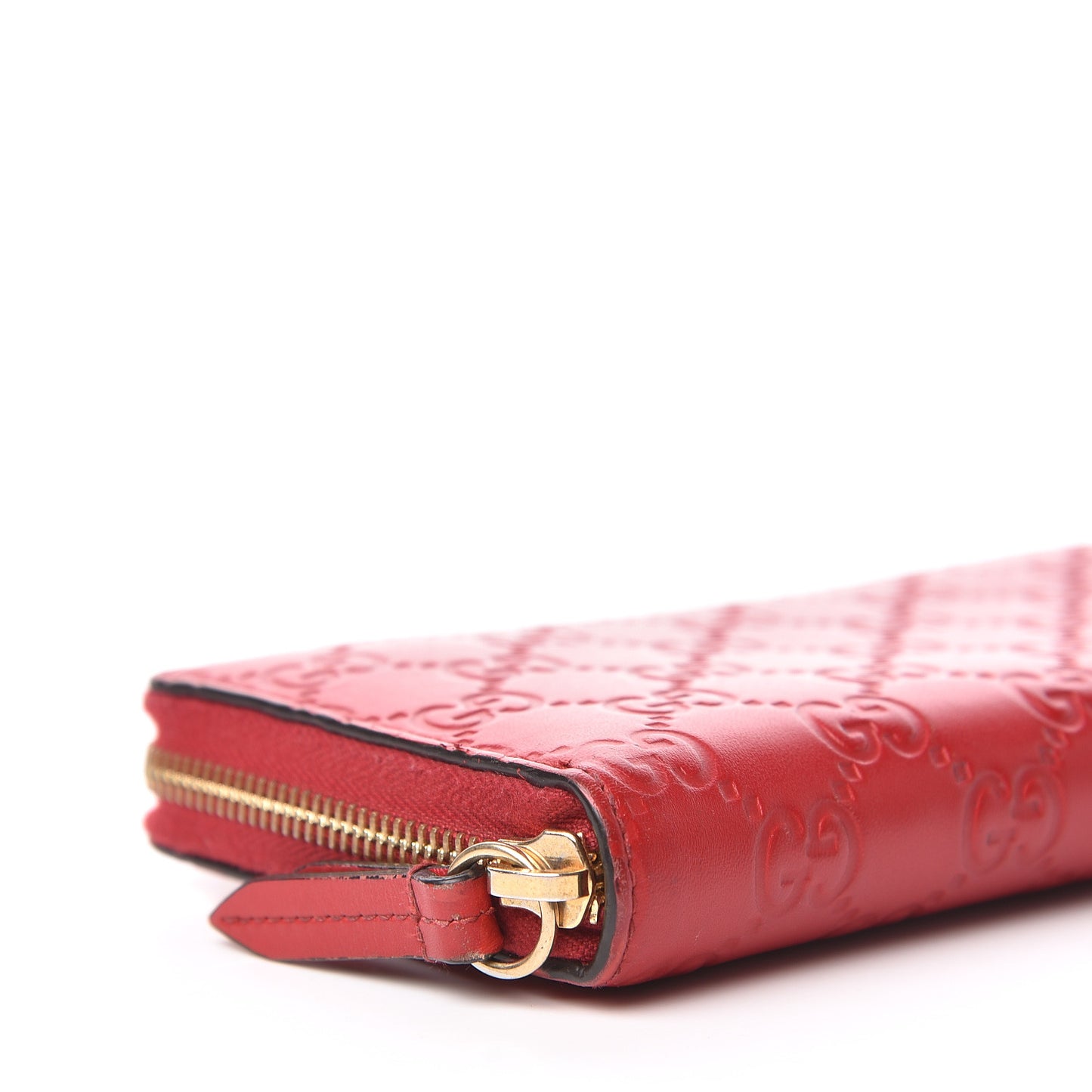 Guccissima Signature Zip Around Wallet Hibiscus Red