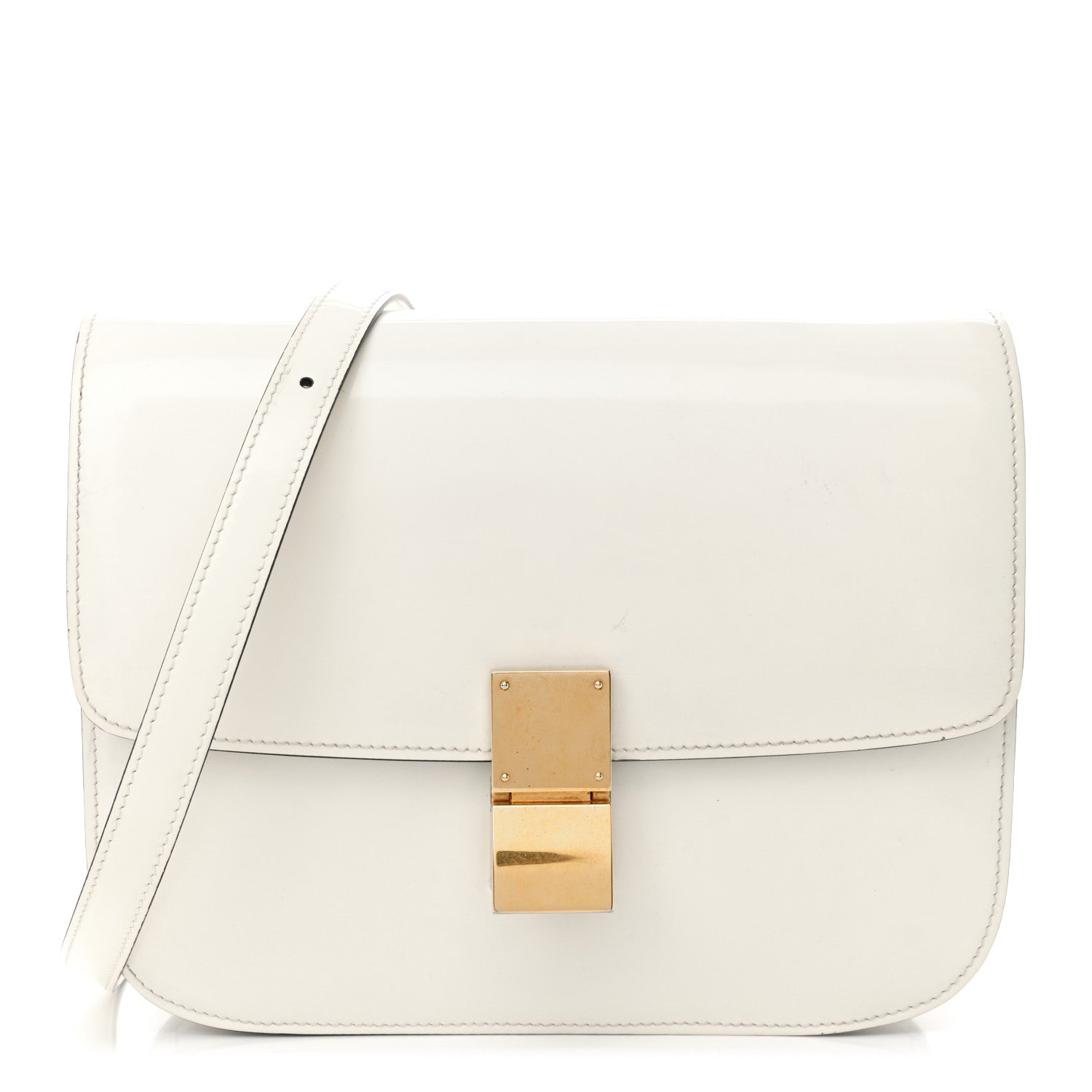 Celine Spazzolato Calfskin Medium Classic Box Flap Bag White 1 of 12