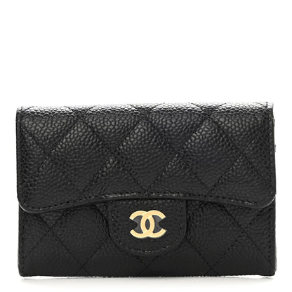 Chanel Caviar Quilted Flap Card Holder Wallet Black 1 of 8