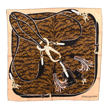 Louis Vuitton Silk Monogram Tiger Stripe Square 90 Scarf Marron 1 of 3