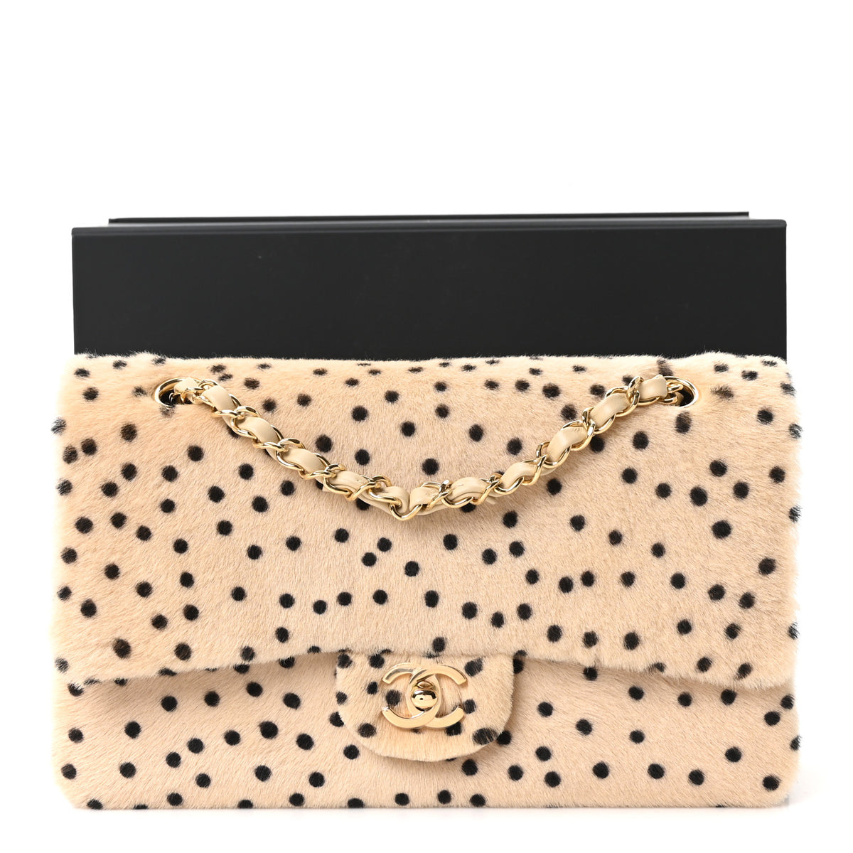 Pony Hair Cheetah Printed Creative Fabrics Flap Light Beige Black