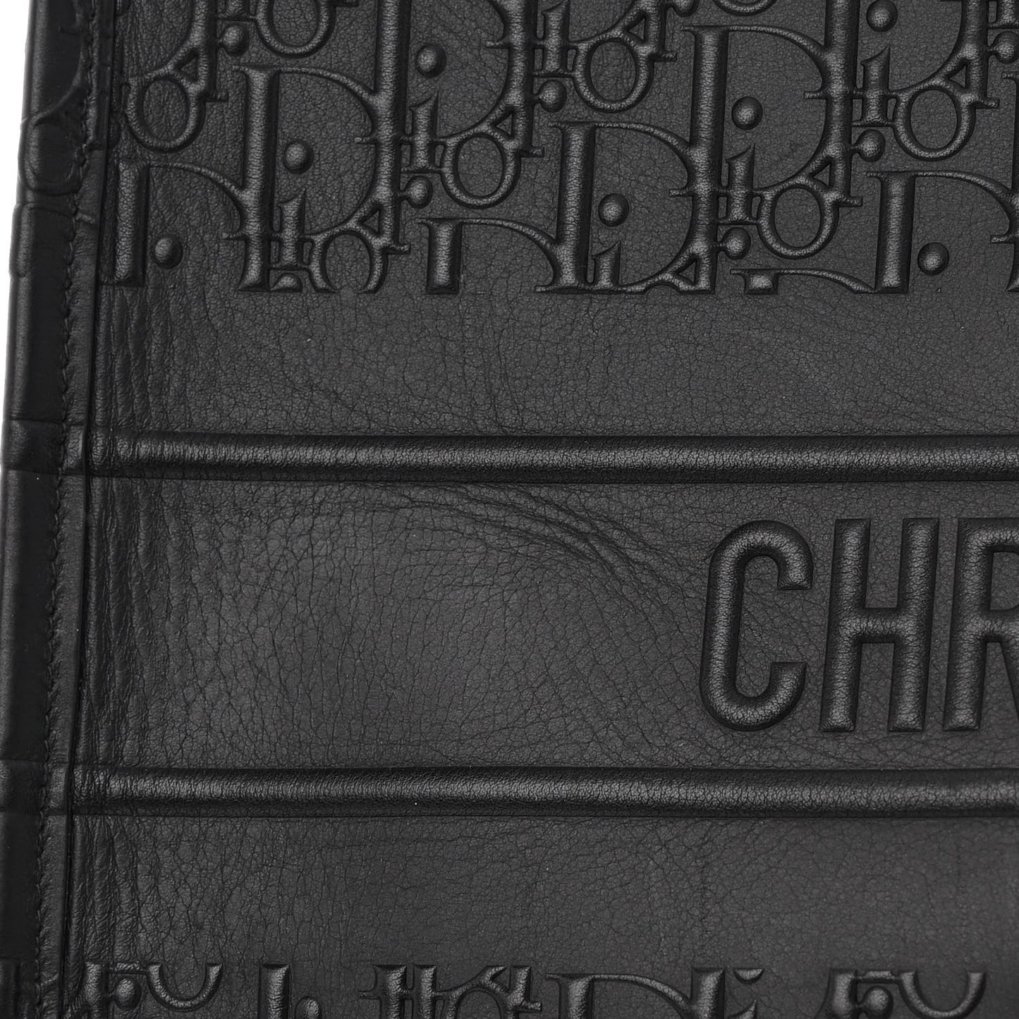Oblique Calfskin Embossed Large Book Tote Black