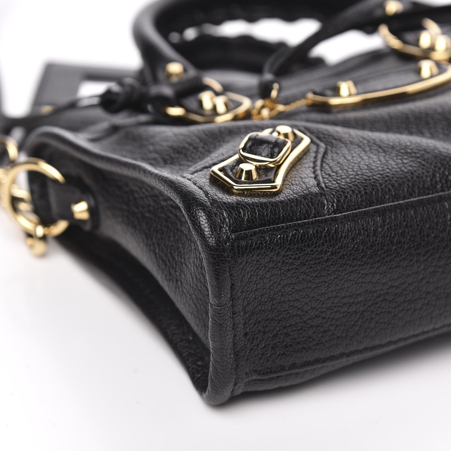 Balenciaga Chevre Gold Metallic Edge Hardware Nano City Black 8 of 10