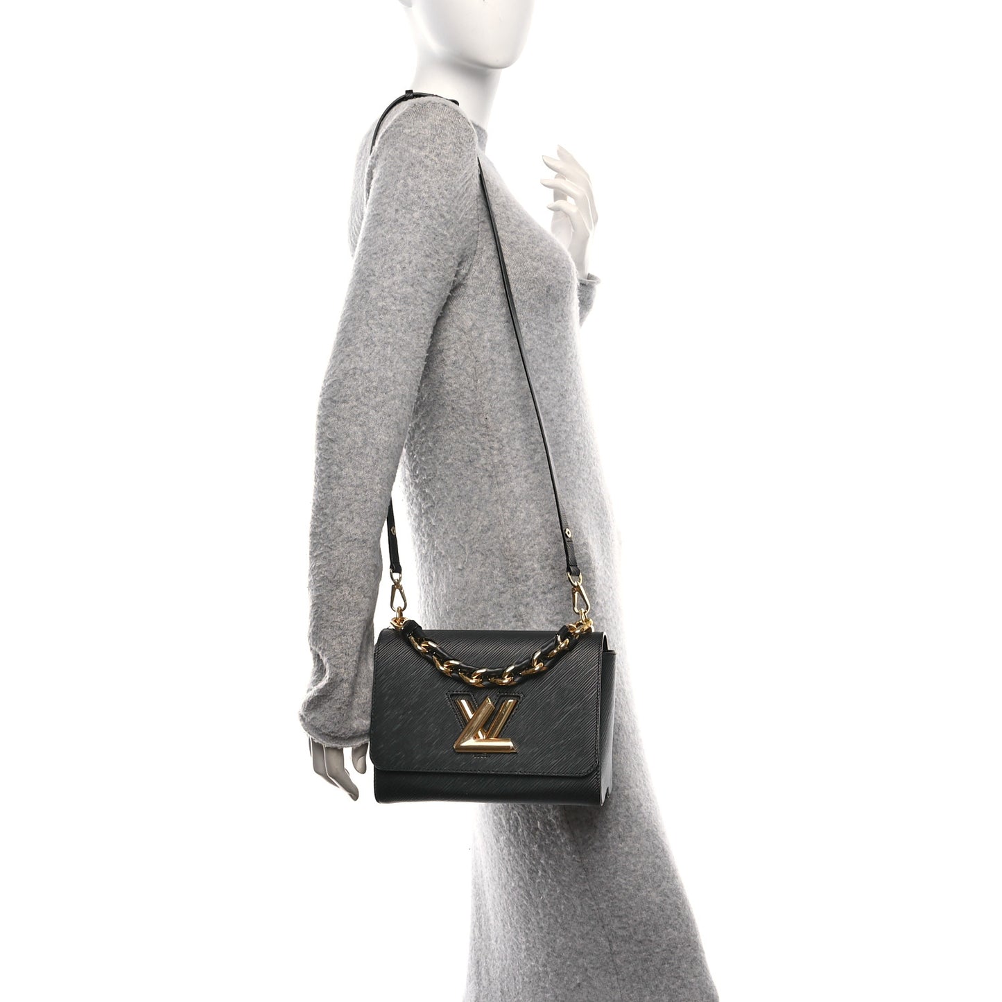 Epi Twist Braided Strap Shoulder Bag MM Black
