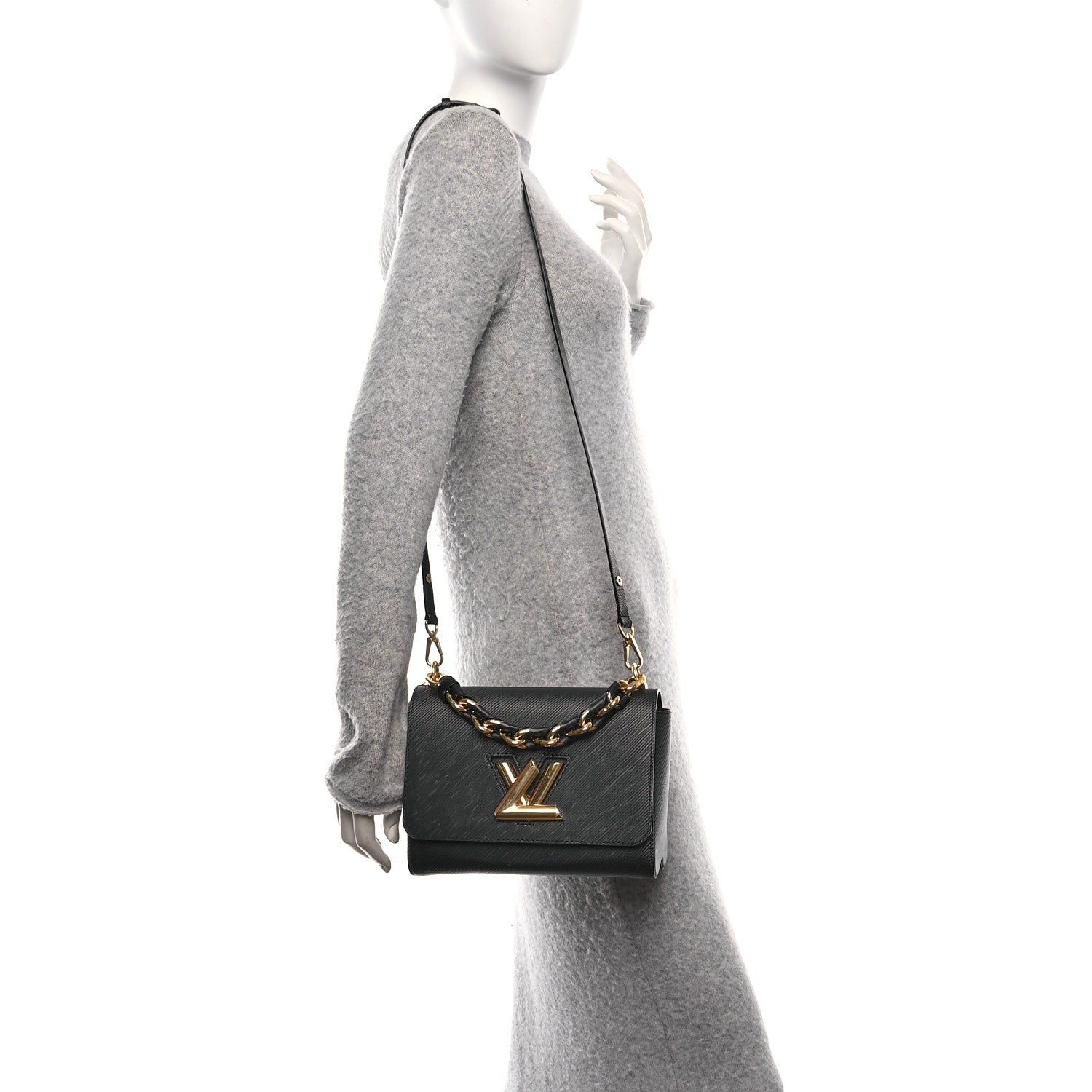 Louis Vuitton Epi Twist Braided Strap Shoulder Bag MM Black 2 of 10