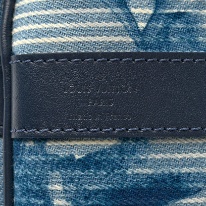 Louis Vuitton Monogram Watercolor Keepall Bandouliere 50 Hickory Stripes Denim 5 of 10