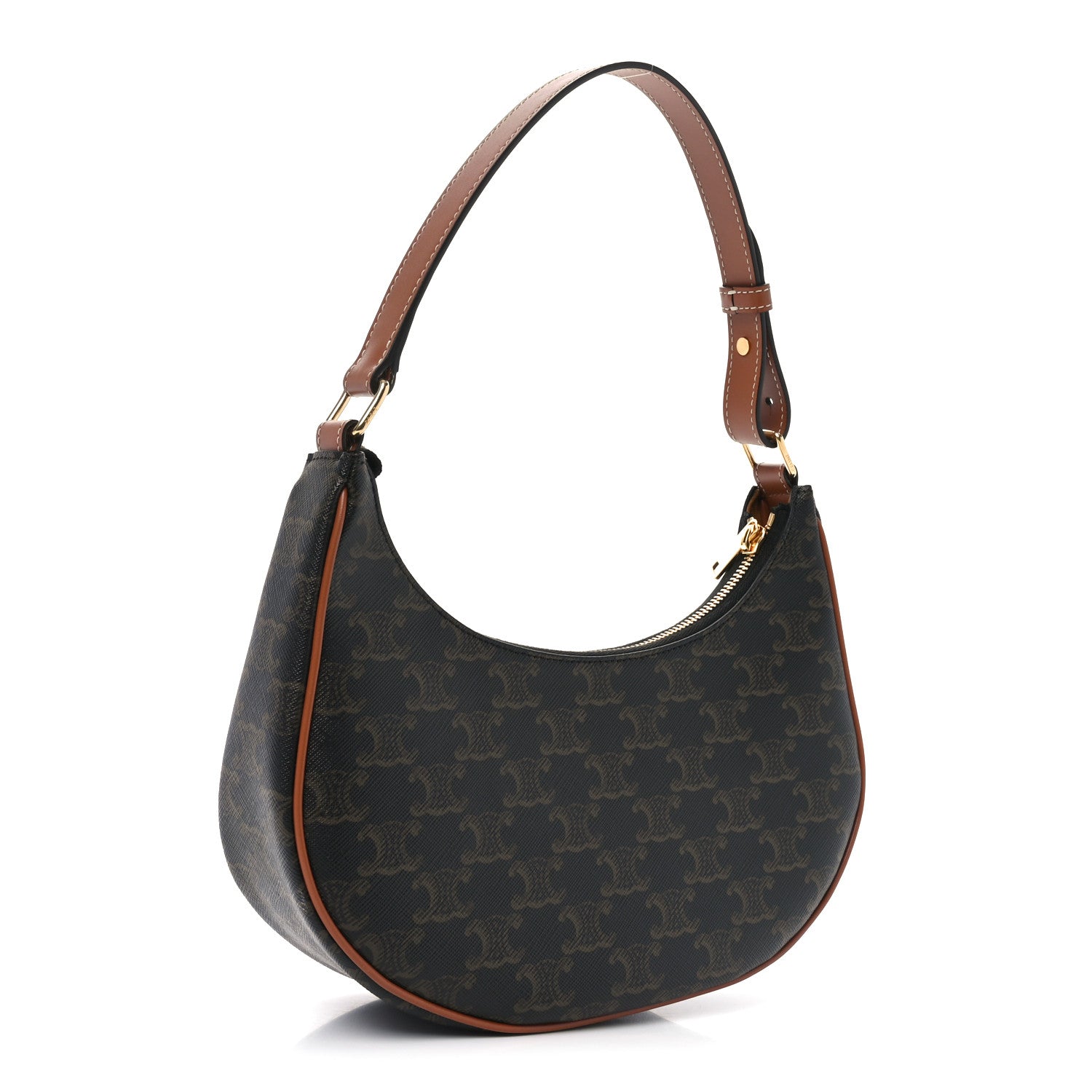 Celine Triomphe Canvas Calfskin Ava Shoulder Bag Tan 3 of 11