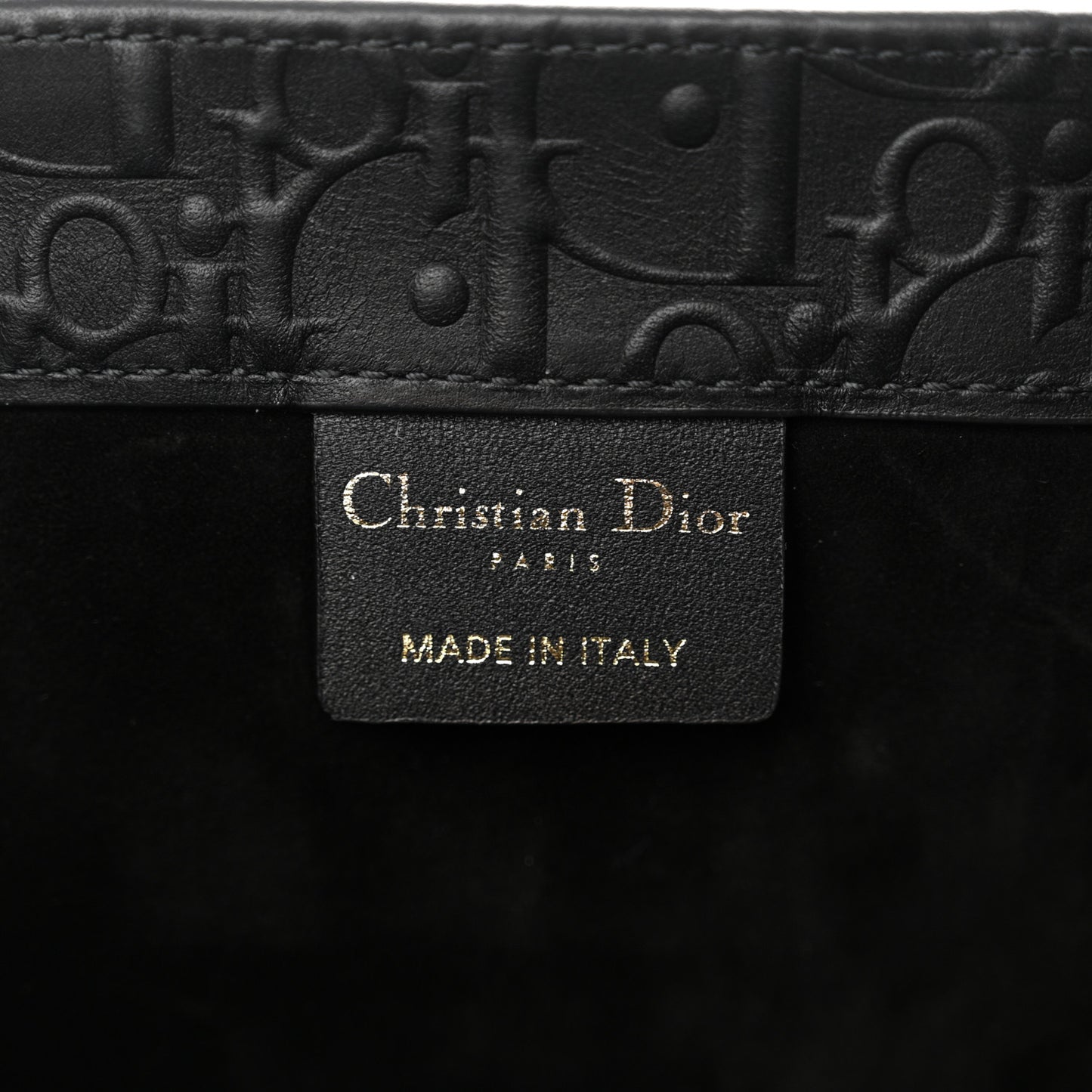 Oblique Calfskin Embossed Large Book Tote Black
