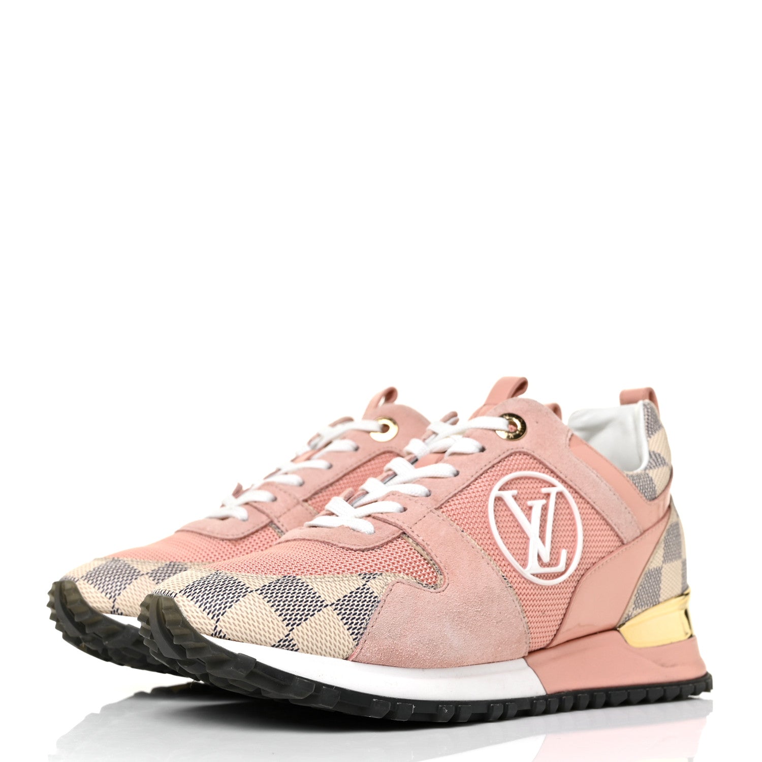 Louis Vuitton Suede Damier Azur Run Away Sneakers 36 Pink 3 of 9
