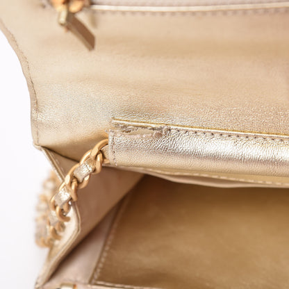 Chanel Nylon Travel Wallet On Chain WOC Metallic Gold 7 of 15