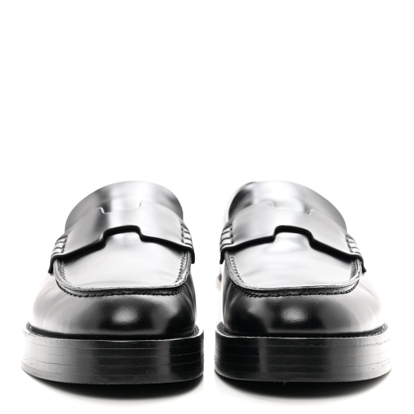 Glazed Calfskin Womens Hour Loafers 36 Black