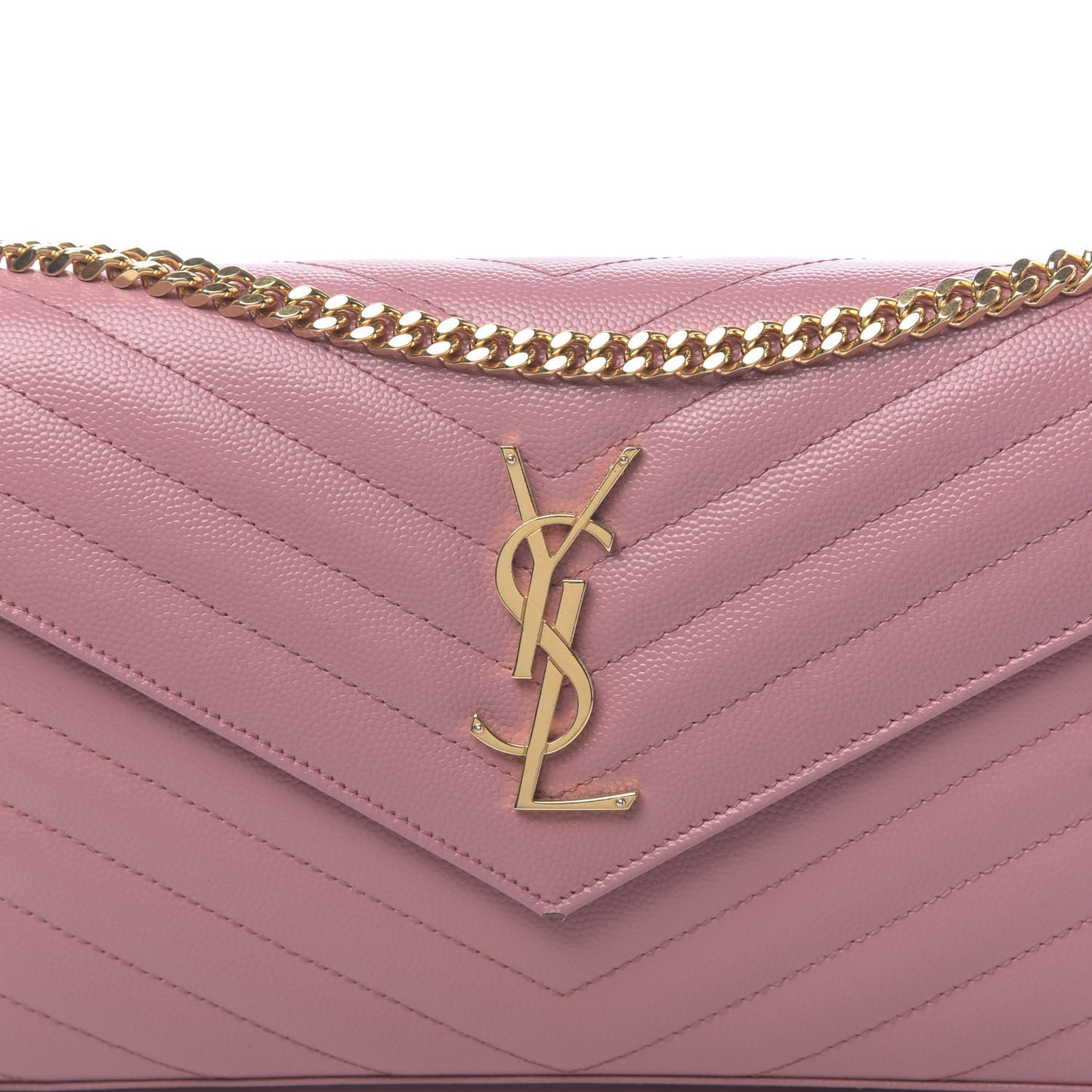 Grain De Poudre Matelasse Chevron Monogram Chain Wallet Tender Pink