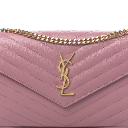 Saint Laurent Grain De Poudre Matelasse Chevron Monogram Chain Wallet Tender Pink 13 of 13