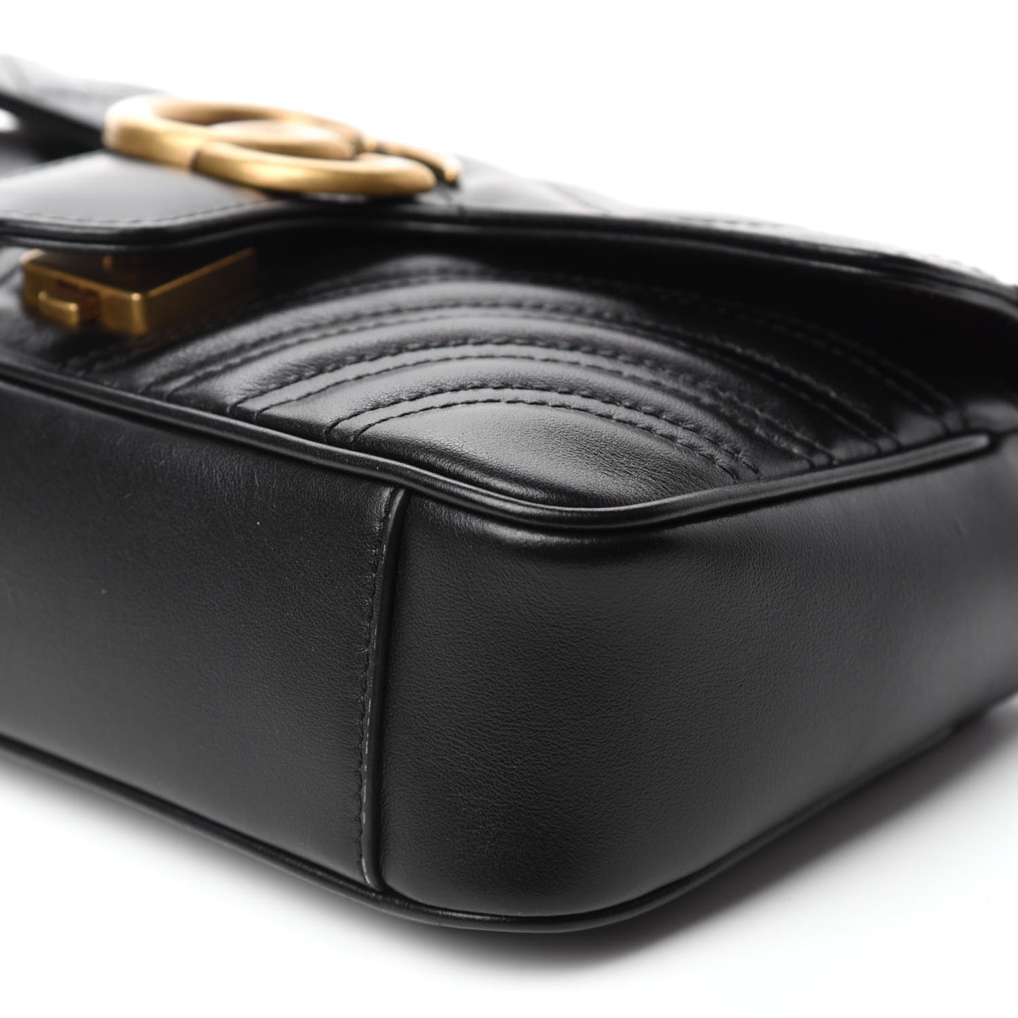Calfskin Matelasse Mini GG Marmont Shoulder Bag Black