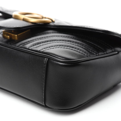 Gucci Calfskin Matelasse Mini GG Marmont Shoulder Bag Black 7 of 10
