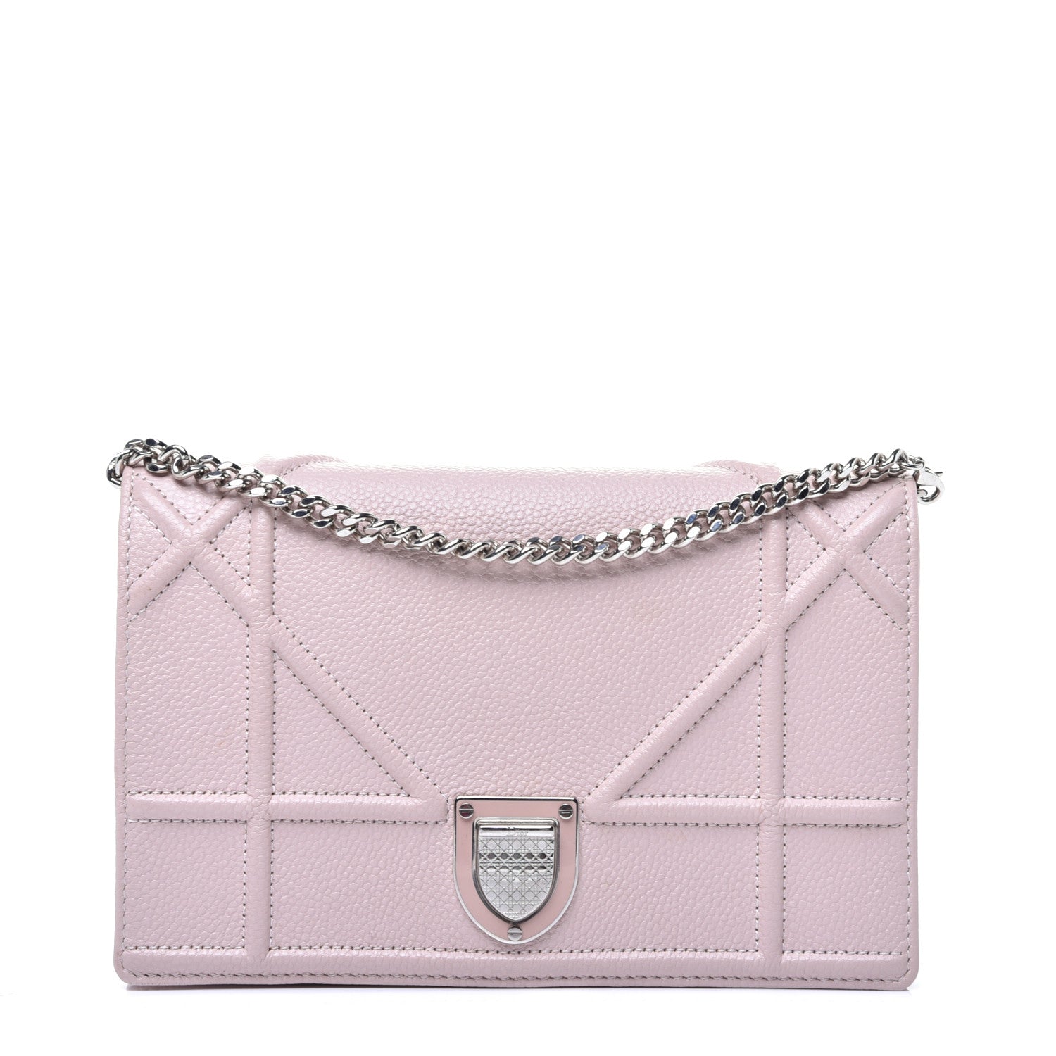 Christian Dior Grained Calfskin Diorama Wallet on Chain Pouch Rose Poudre 1 of 8
