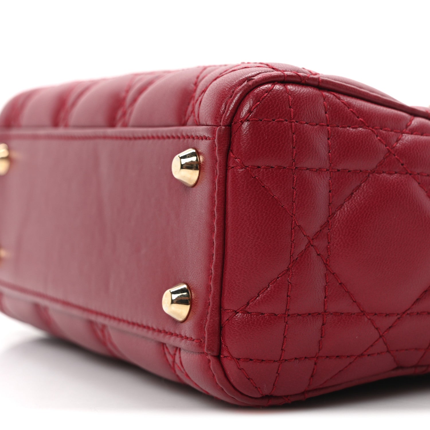 Christian Dior Lambskin Cannage Mini Lady Dior Red 9 of 9