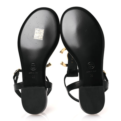 Chanel Lambskin CC Thong Sandals 36 Black 7 of 11