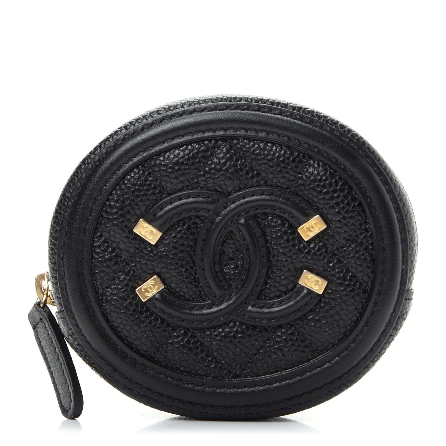 Chanel Caviar Quilted Filigree Zip Around Classic Coin Purse Black 1 of 7