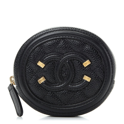 Chanel Caviar Quilted Filigree Zip Around Classic Coin Purse Black 1 of 7