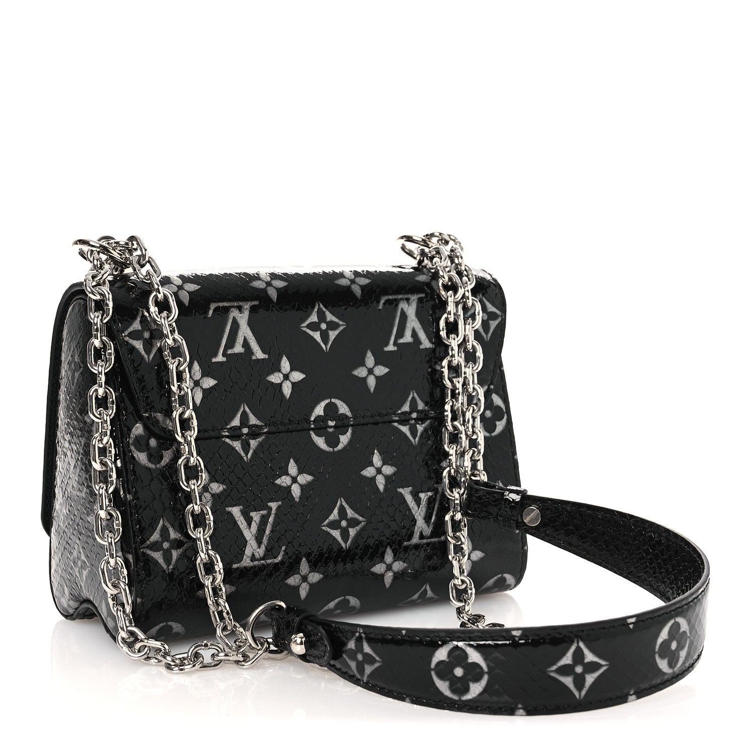 Louis Vuitton Snakeskin Monogram Twist Shoulder Bag PM Black 4 of 12