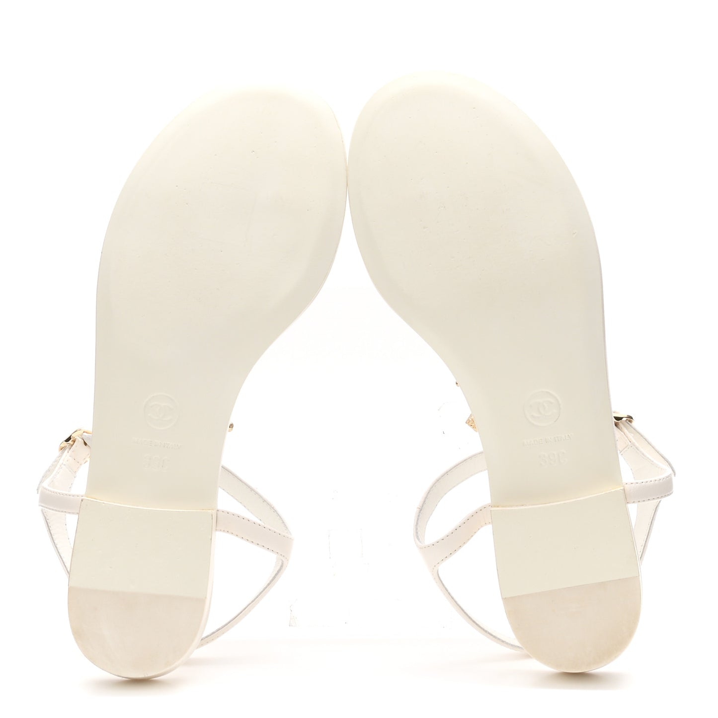 Lambskin Pearl Crystal CC Thong Sandals 39 White