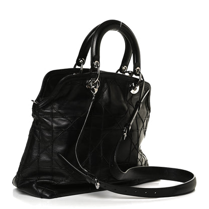 Christian Dior Lambskin Cannage Medium Granville Tote Black 3 of 14