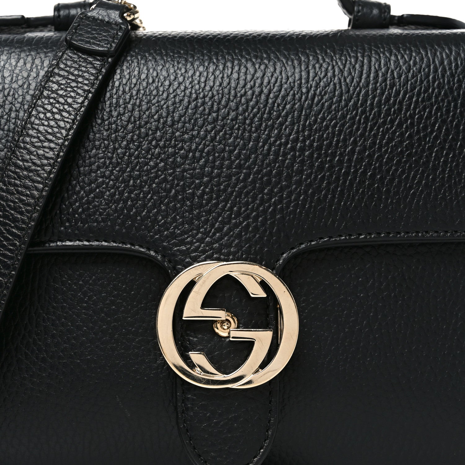 Gucci Dollar Calfskin Interlocking G Top Handle Shoulder Bag Black 8 of 10