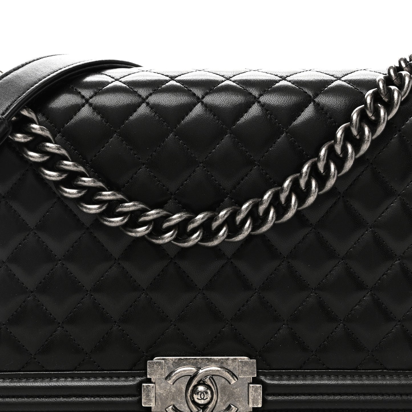 Lambskin Quilted New Medium Boy Flap Black