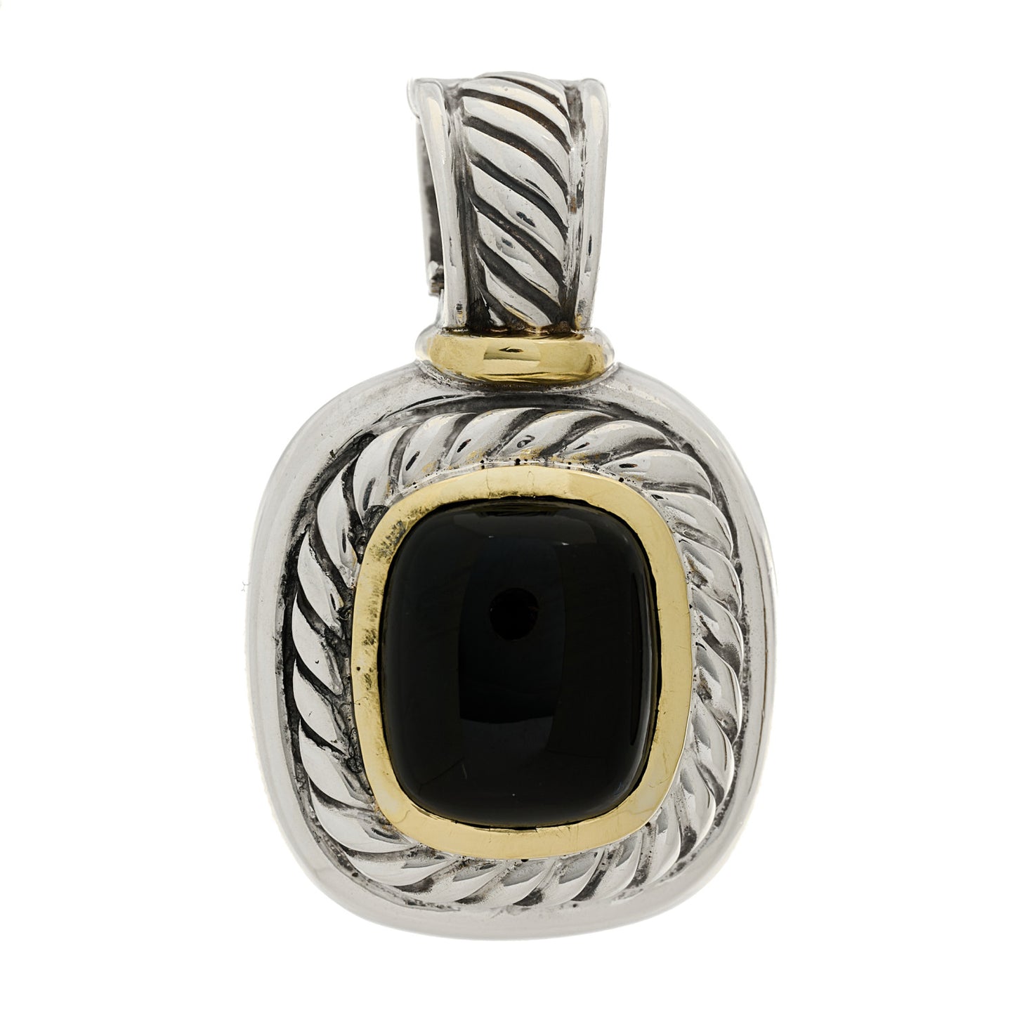 Sterling Silver 14K Yellow Gold Black Onyx Albion Enhancer Pendant