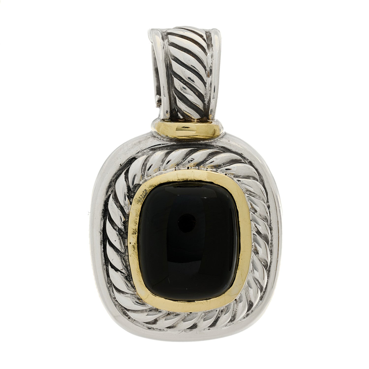 David Yurman Sterling Silver 14K Yellow Gold Black Onyx Albion Enhancer Pendant 1 of 3