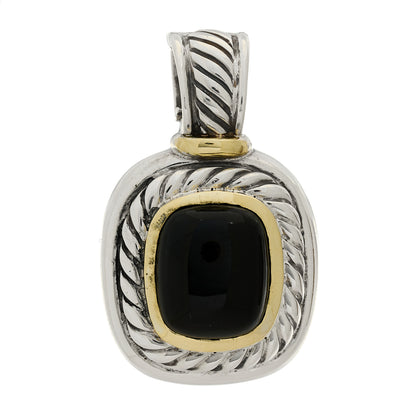 David Yurman Sterling Silver 14K Yellow Gold Black Onyx Albion Enhancer Pendant 1 of 3