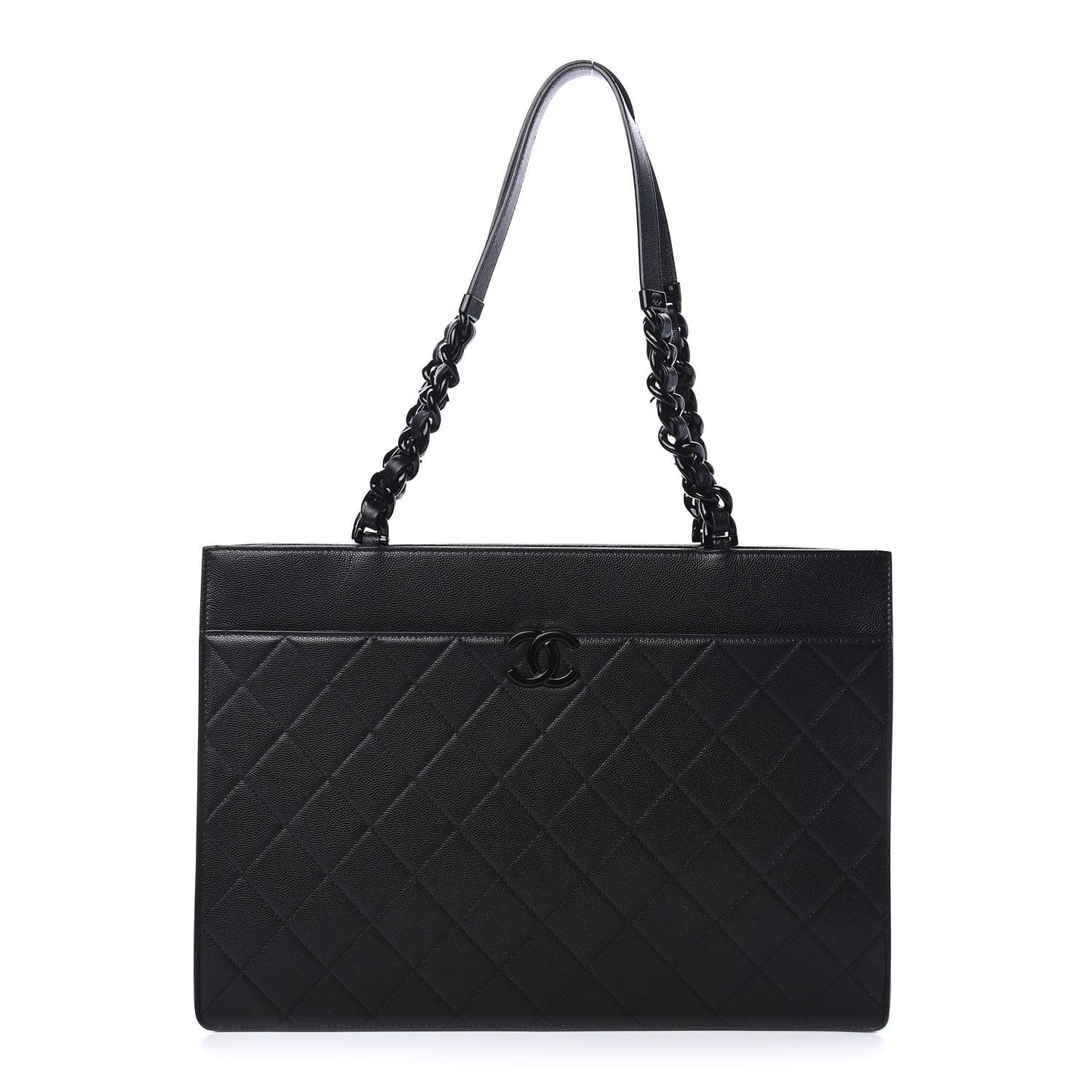 Caviar Quilted My Everything Large Shopping Tote Black