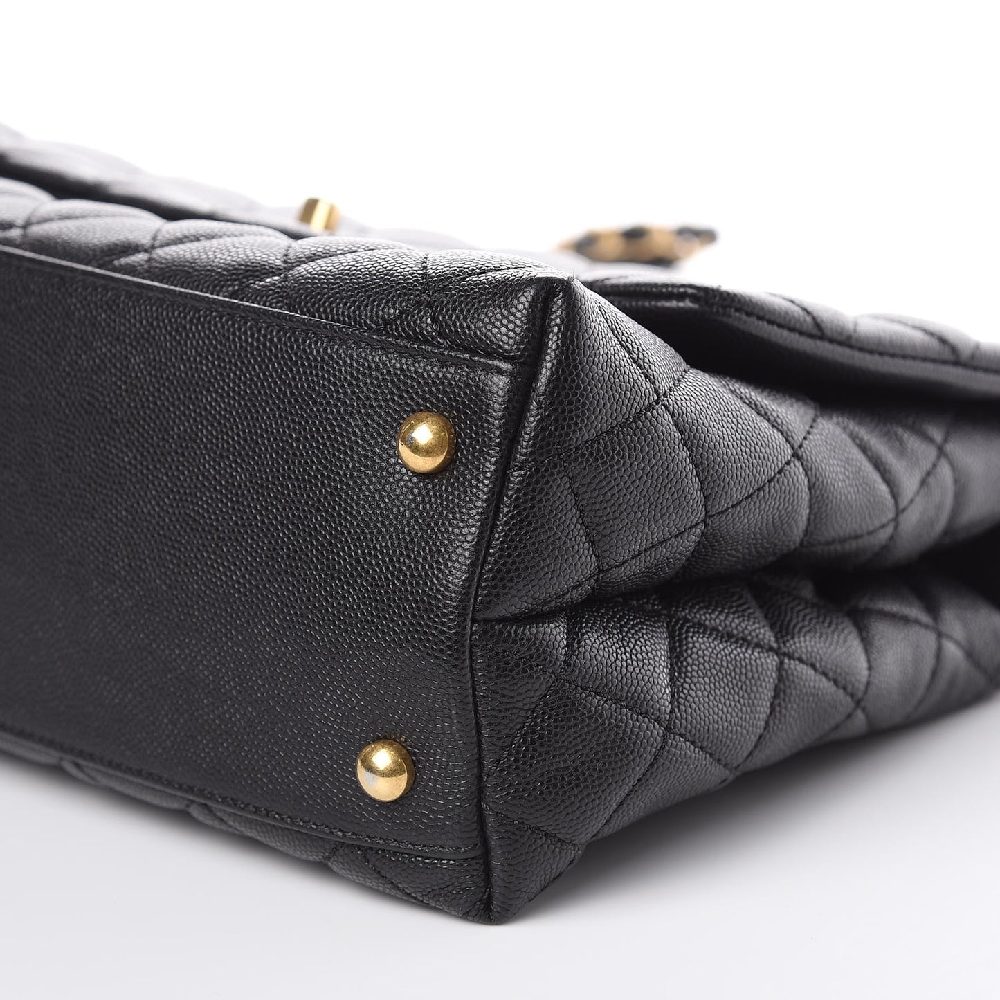 Caviar Quilted Small Coco Handle Flap Black