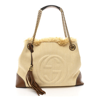 Gucci Raffia Medium Soho Chain Shoulder Bag Beige 1 of 12