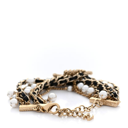 Chanel Lambskin Pearl Crystal Multistrand Chain CC Bracelet 3 of 4