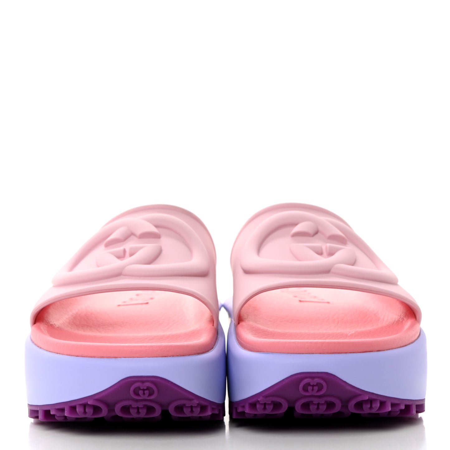 Soft Rubber Womens Interlocking G Platform 42mm Slide Sandals 38 Sugar Pink