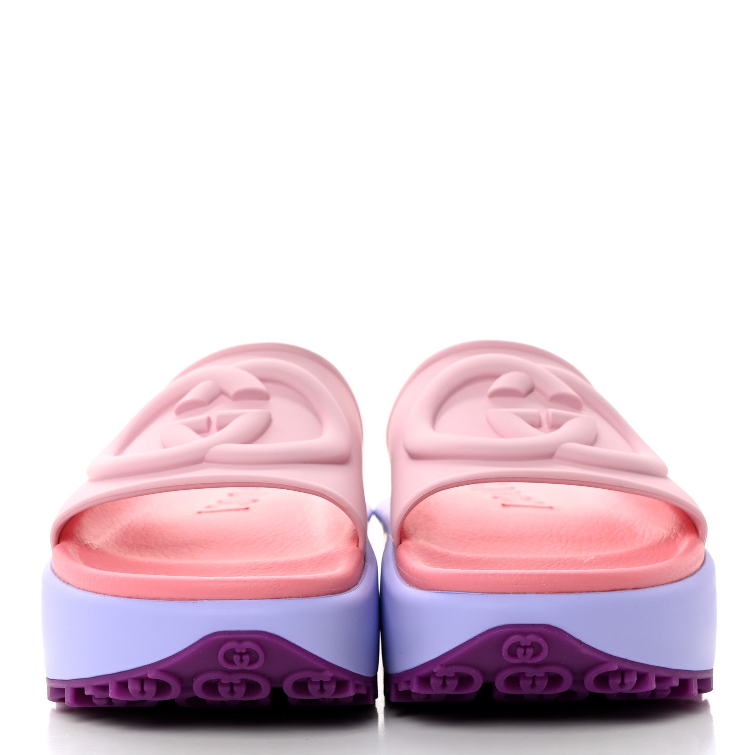 Gucci Soft Rubber Womens Interlocking G Platform 42mm Slide Sandals 38 Sugar Pink 2 of 10
