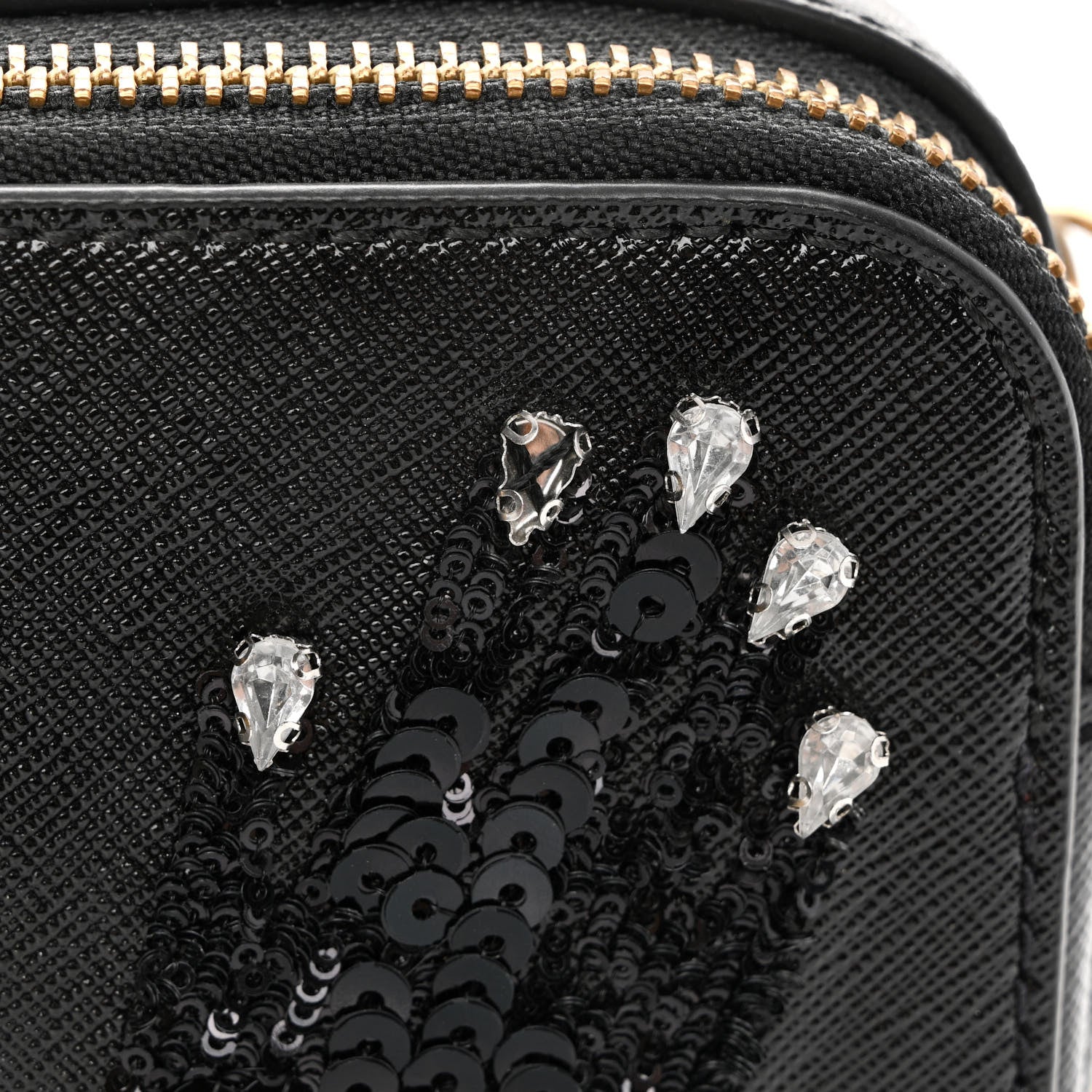 Marc Jacobs Saffiano Sequin Crystal Embellished Small Snapshot Camera Bag Black 12 of 12