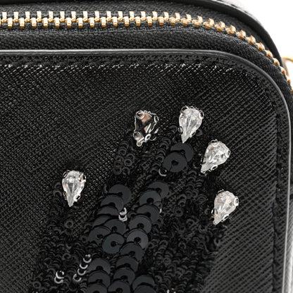 Marc Jacobs Saffiano Sequin Crystal Embellished Small Snapshot Camera Bag Black 12 of 12