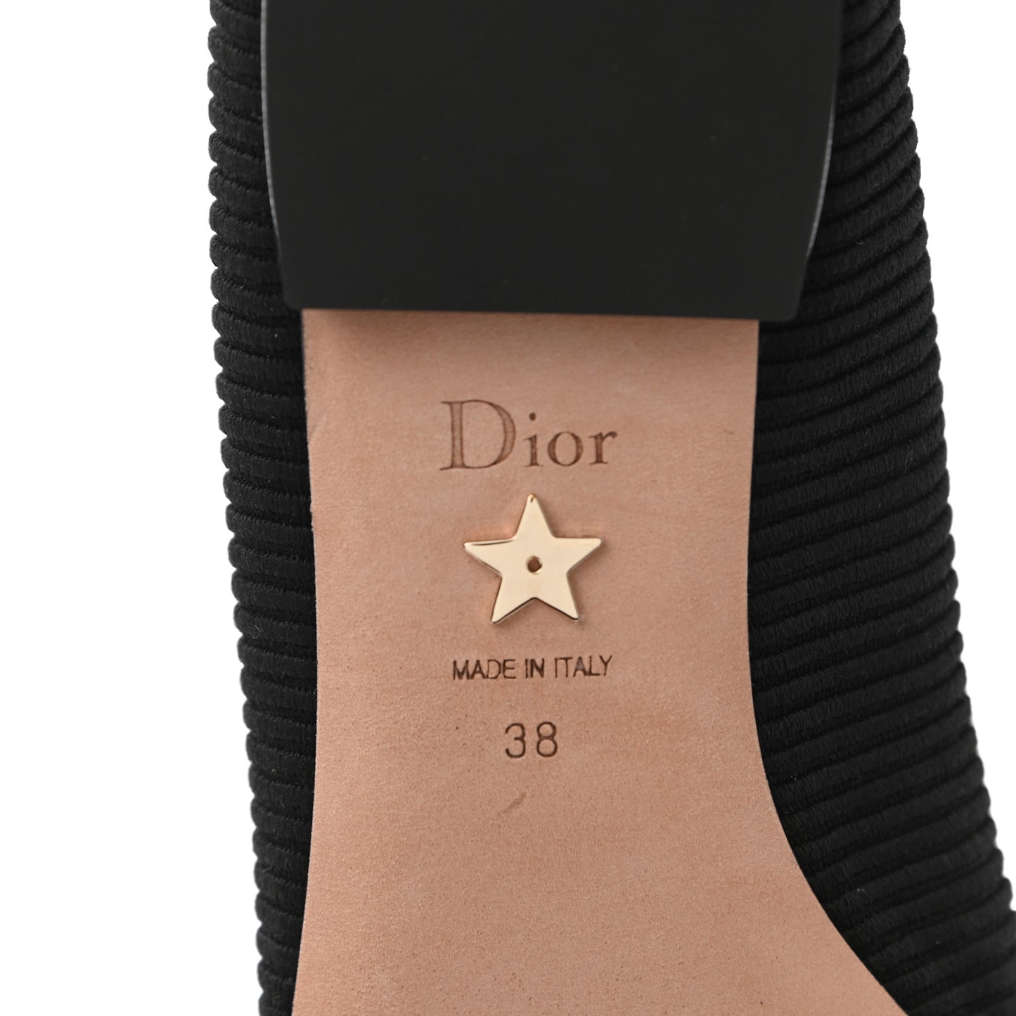 Fabric Ribbon Embroidered J'Adior Ballet Flats 38 Black