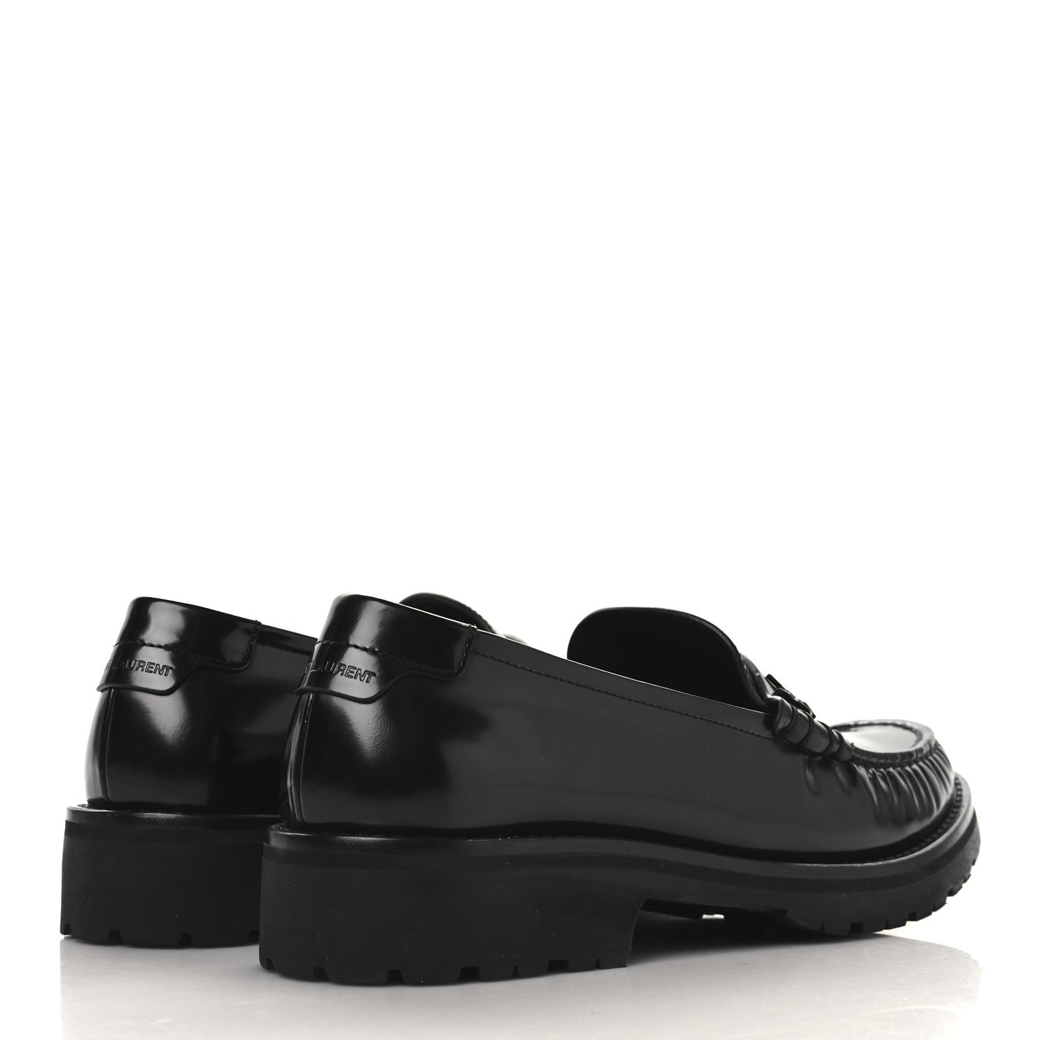 Saint Laurent Glazed Calfskin Le Loafer 15 Penny Slippers 38.5 Black 5 of 10
