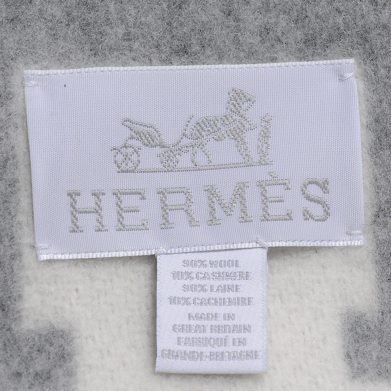 Hermes Wool Cashmere Avalon III Blanket Ecru Gris Clair 4 of 4