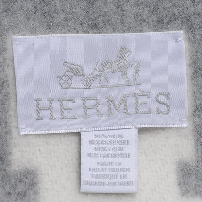 Hermes Wool Cashmere Avalon III Blanket Ecru Gris Clair 4 of 4