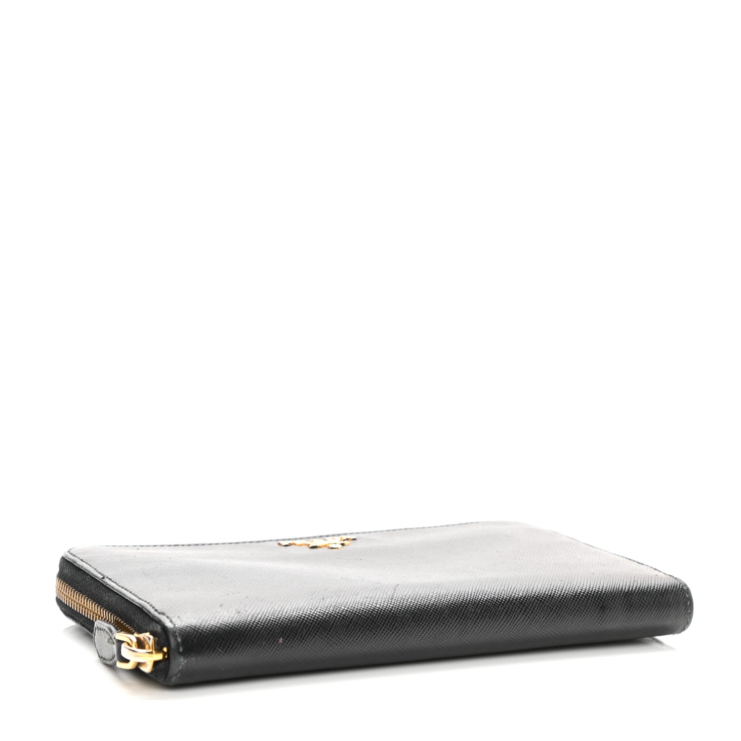 Prada Saffiano Metal Zip Around Wallet Black 4 of 10