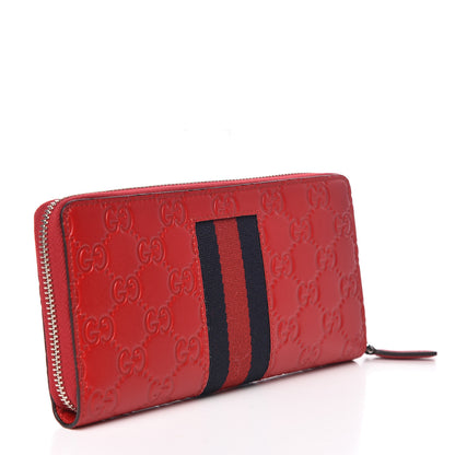 Gucci Guccissima Web Zip Around Wallet Red 3 of 8