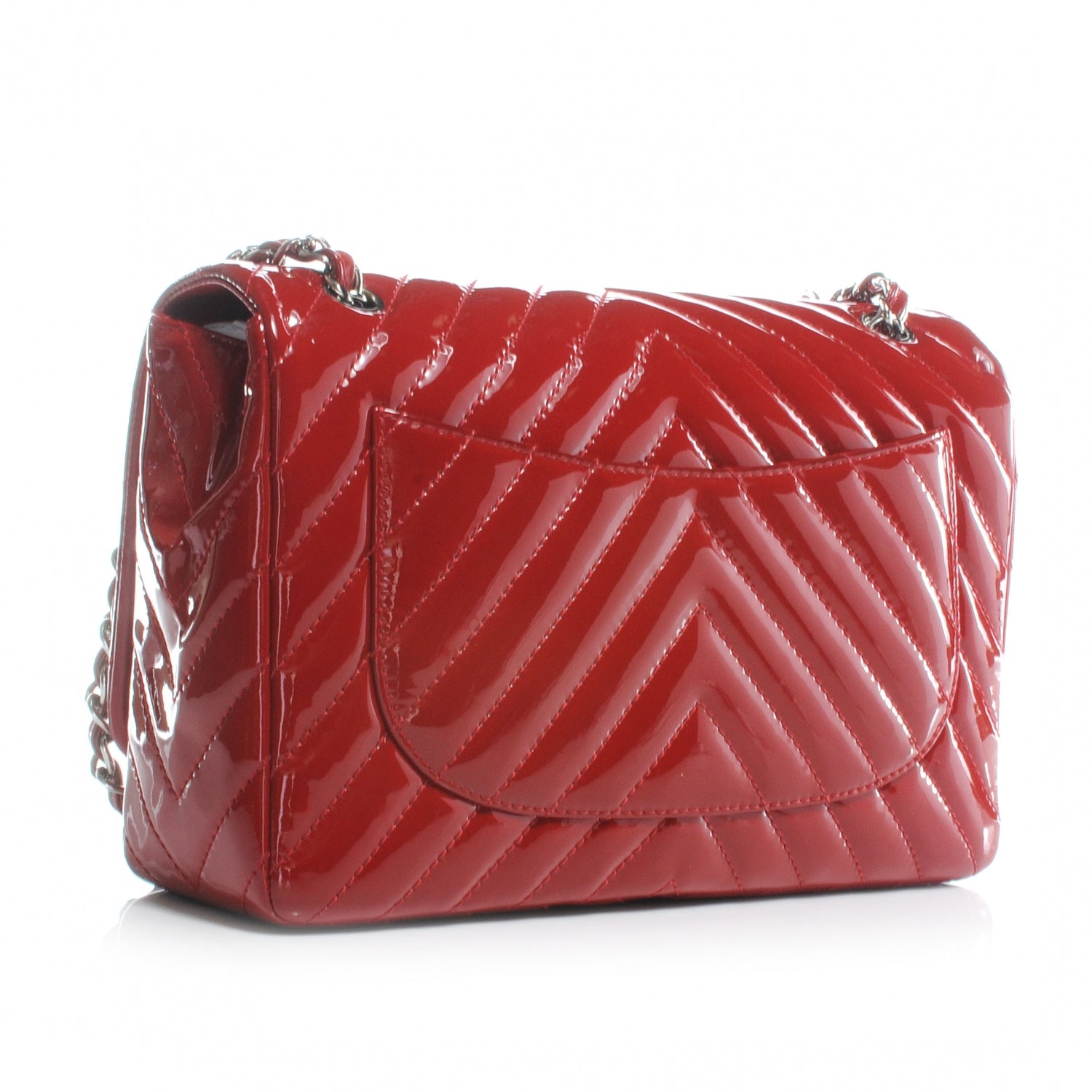 Chanel Patent Chevron Jumbo Single Flap Red 3 of 8