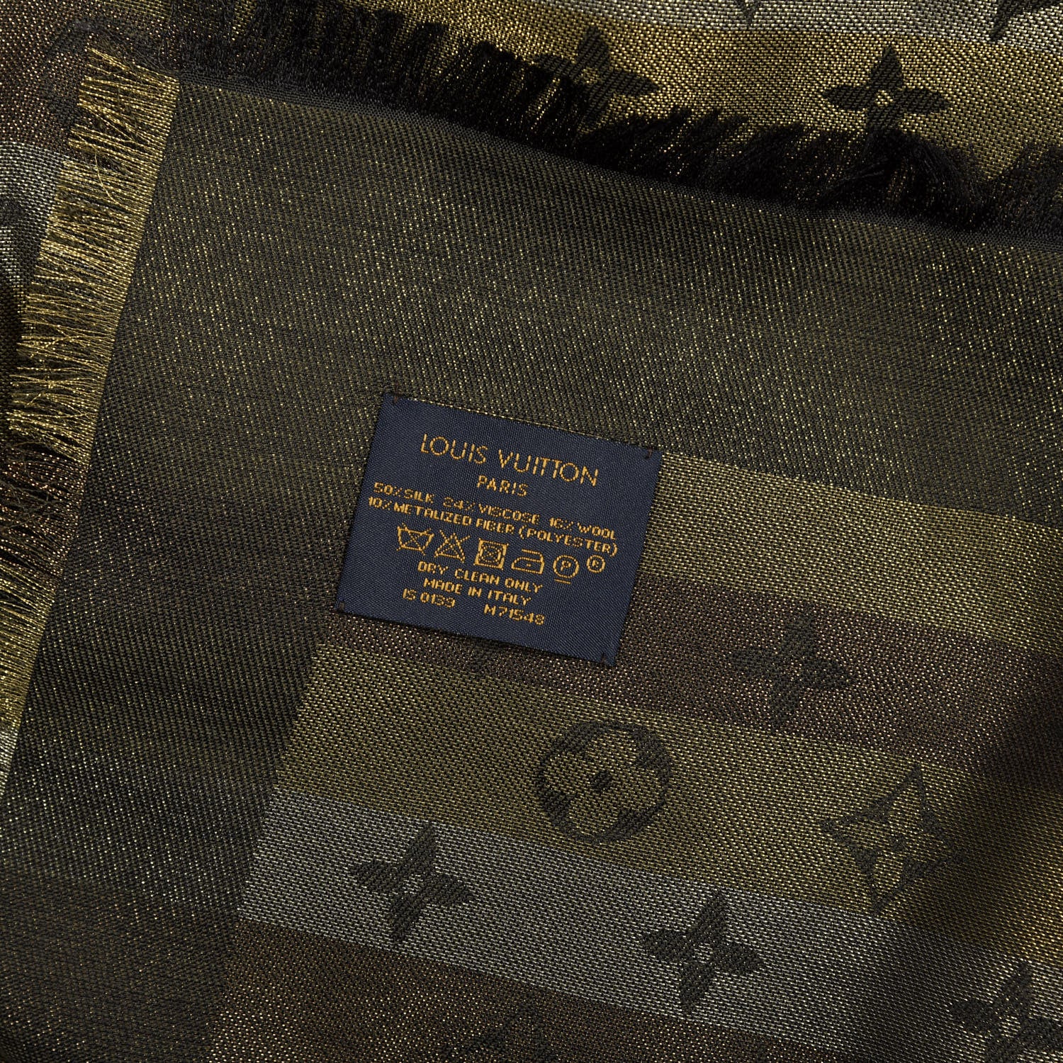Louis Vuitton Silk Wool Monogram Shine Shawl Black 3 of 3