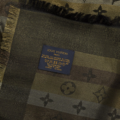 Louis Vuitton Silk Wool Monogram Shine Shawl Black 3 of 3